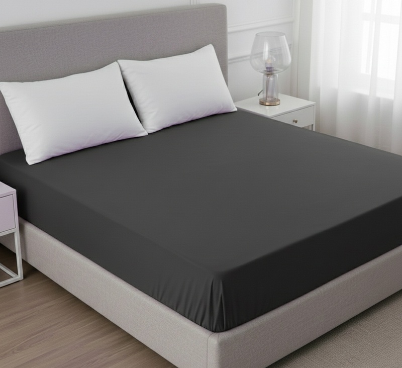 Простыня на резинке - 90x200x25 cм - Серая - 11238