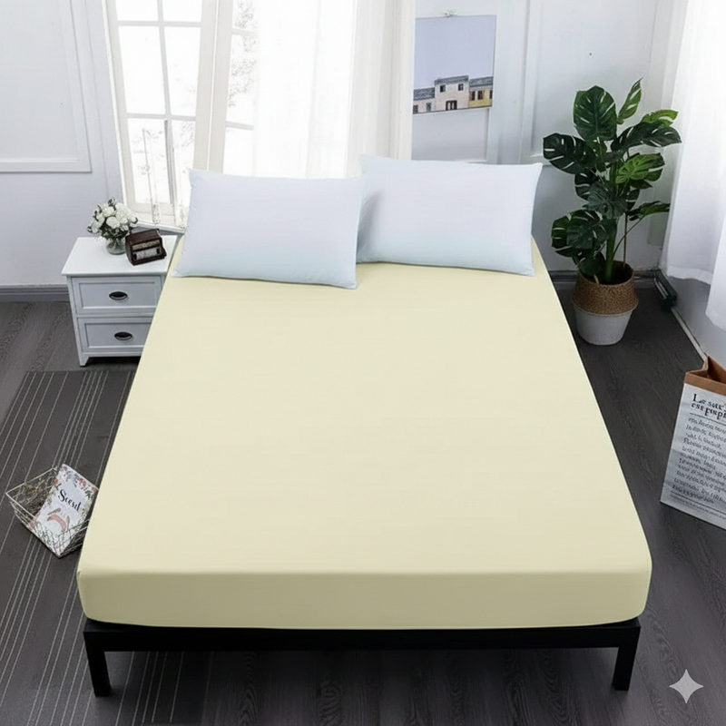 Простыня на резинке - 160x200x25 cм - Лимонная - 11575