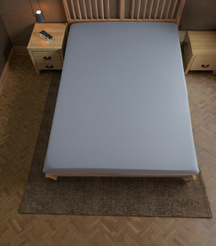 Простыня на резинке - 140x200x25 cм - Серая - 11580