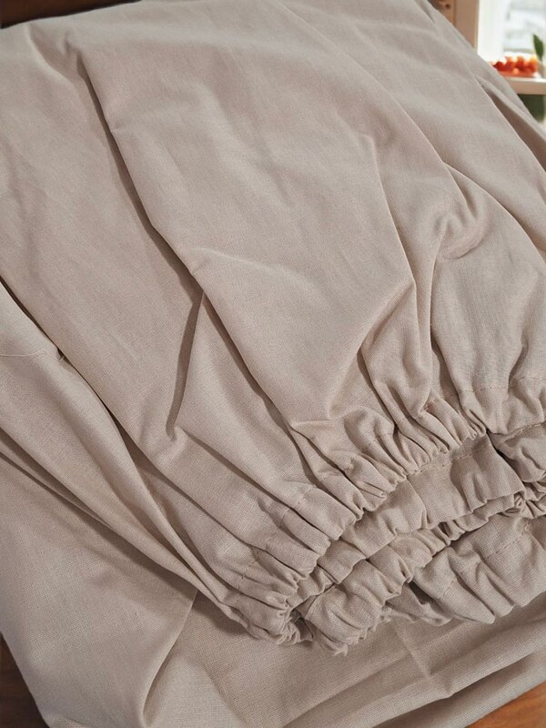 Простыня на резинке - 180x200x25 cм - Бежевая - 11471