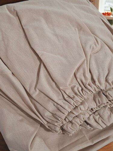 Простыня на резинке - 90x200x25 cм - Бежевая -  11474