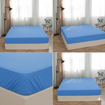 Простыня на резинке - 180x200x25 cм - Голубая - 11529