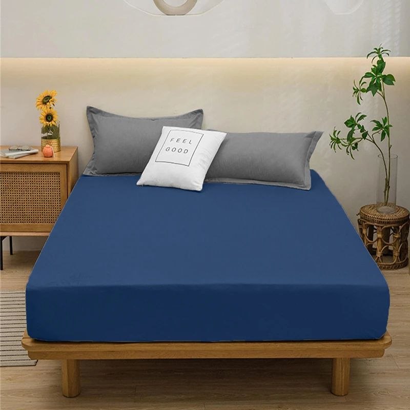 Простыня на резинке - 90x200x25 cм - Синяя - 11638