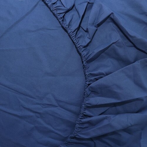 Простыня на резинке - 140x200x25 cм - Синяя - 11637