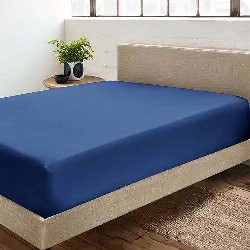 Простыня на резинке - 90x200x25 cм - Синяя - 11638