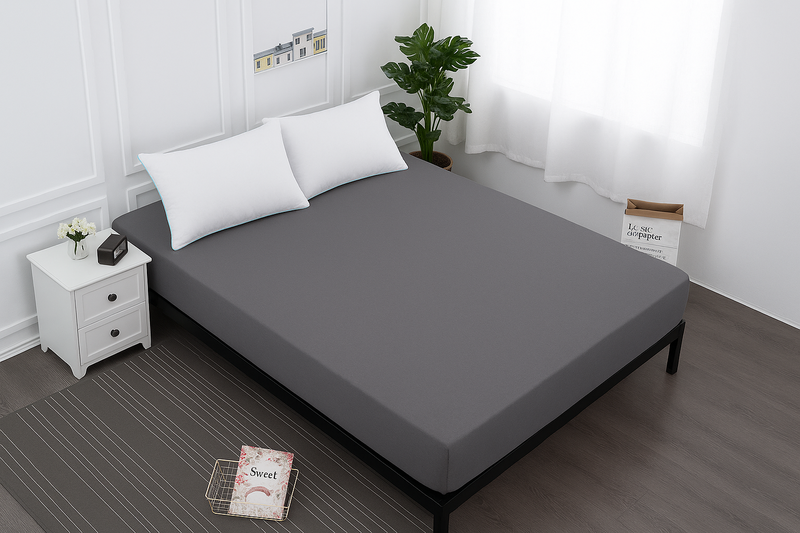 Простыня на резинке - Свой размер на заказ - Серого цвета