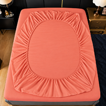 Простыня на резинке - 140x200x25 cм - Коралловый - 11794