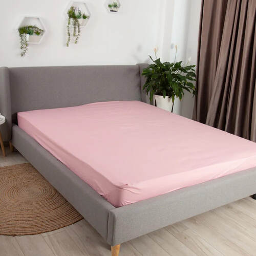 Простыня на резинке - 140x200x25 cм - Розовая - 10706