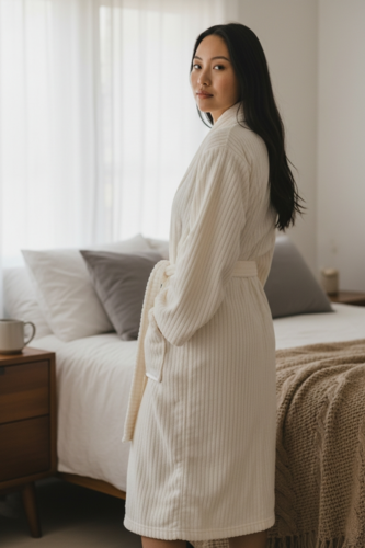 Халат - Микрофибра - Молочный - 11514