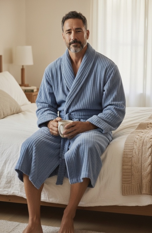 Халат - Микрофибра - Синий - 11515